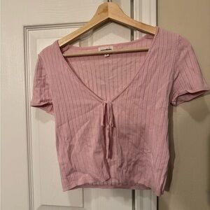 Superdown Light Pink Ribbed Blouse